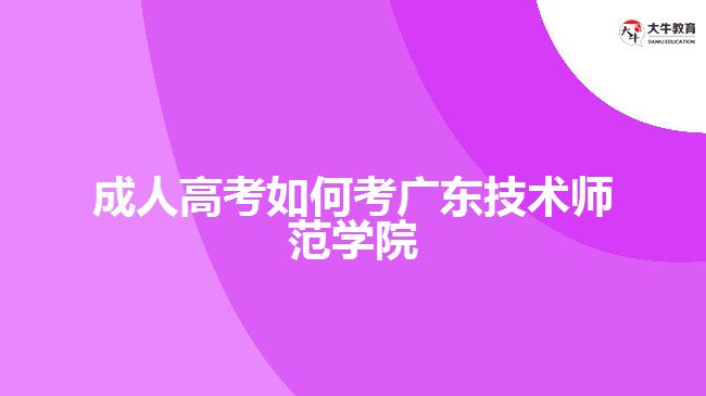 成人高考如何考廣東技術師范學院