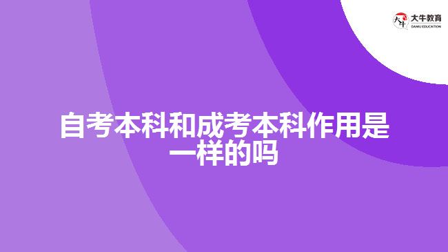 自考本科和成考本科作用是一樣的嗎