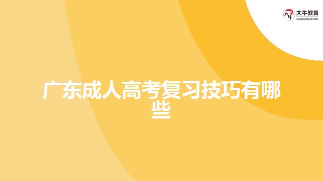 廣東成人高考復習技巧有哪些