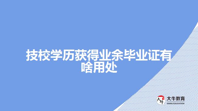 技校學歷獲得業(yè)余畢業(yè)證有啥用處