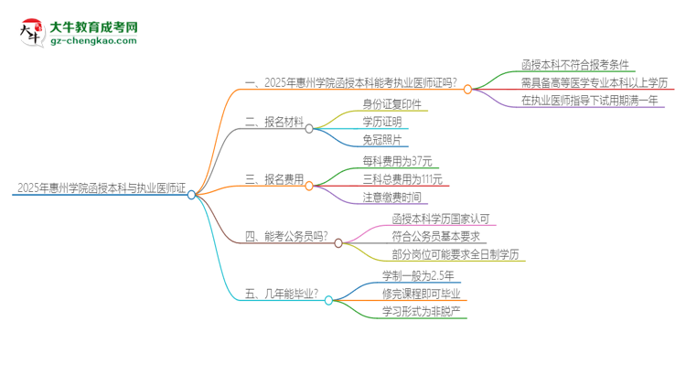 2025年惠州學(xué)院函授本科學(xué)歷能考執(zhí)業(yè)醫(yī)師證嗎？思維導(dǎo)圖