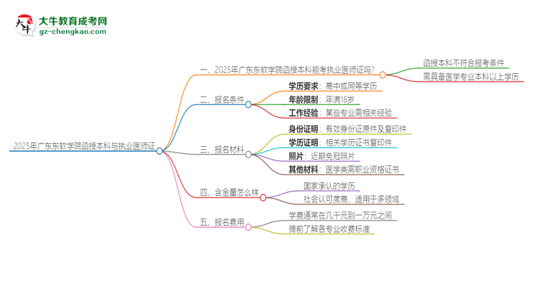 2025年廣東東軟學(xué)院函授本科學(xué)歷能考執(zhí)業(yè)醫(yī)師證嗎？思維導(dǎo)圖