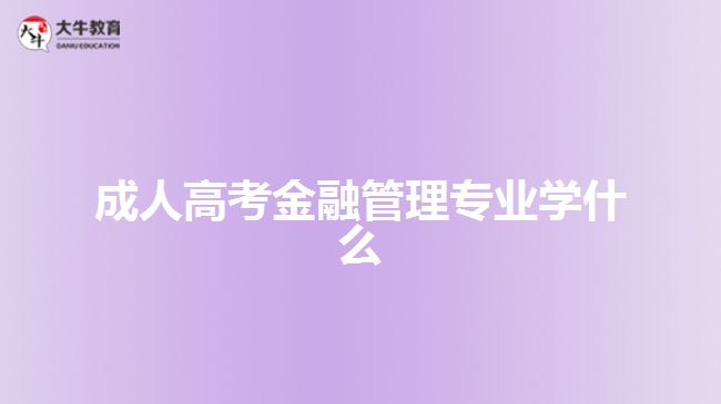 成人高考金融管理專業(yè)學(xué)什么