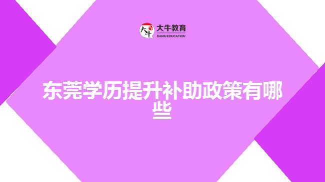 東莞學歷提升補助政策有哪些