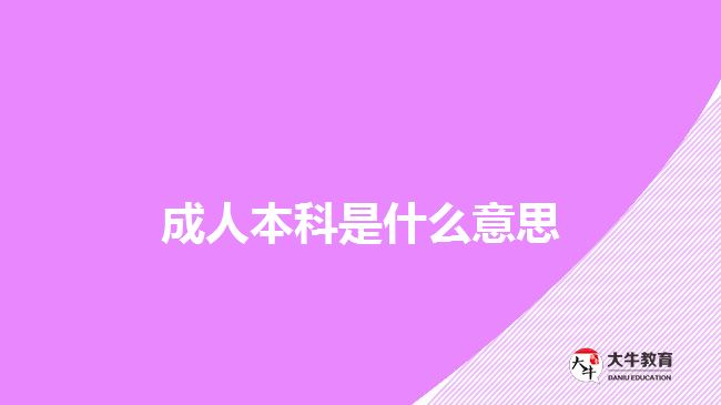 成人本科是什么意思