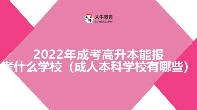 2022年成考高升本能報考什么學校（成人本科學校有哪些）