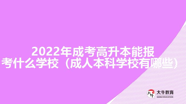 2022年成考高升本能報考什么學校