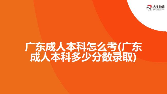 廣東成人本科怎么考(廣東成人本科多少分?jǐn)?shù)錄取)