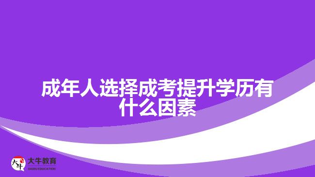 成年人選擇成考提升學(xué)歷有什么因素