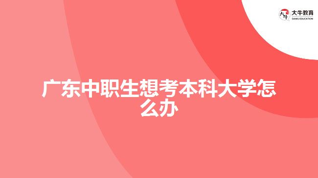 廣東中職生想考本科大學(xué)怎么辦