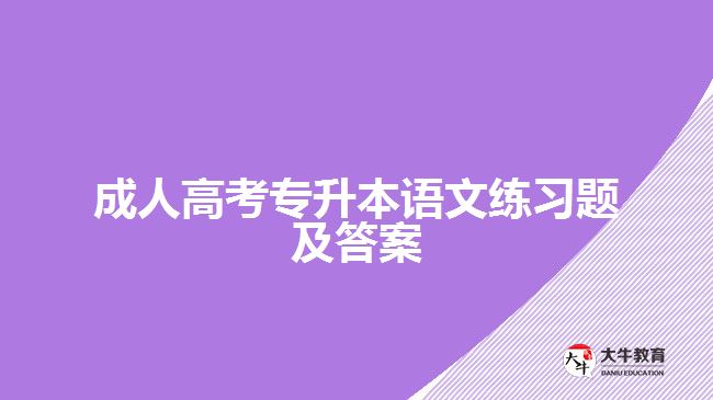 成人高考專升本語文練習題及答案