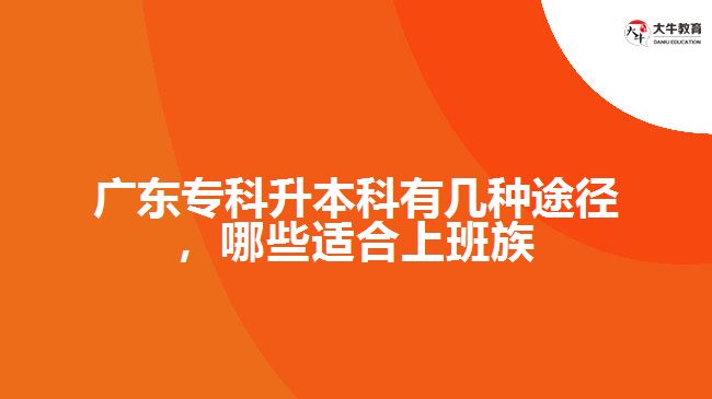 廣東?？粕究朴袔追N途徑，哪些適合上班族