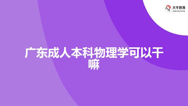 廣東成人本科物理學(xué)可以干嘛