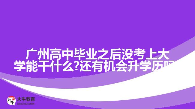 廣州高中畢業(yè)之后沒考上大學(xué)能干什么?還有機(jī)會升學(xué)歷嗎?