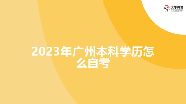 2023年廣州本科學歷怎么自考