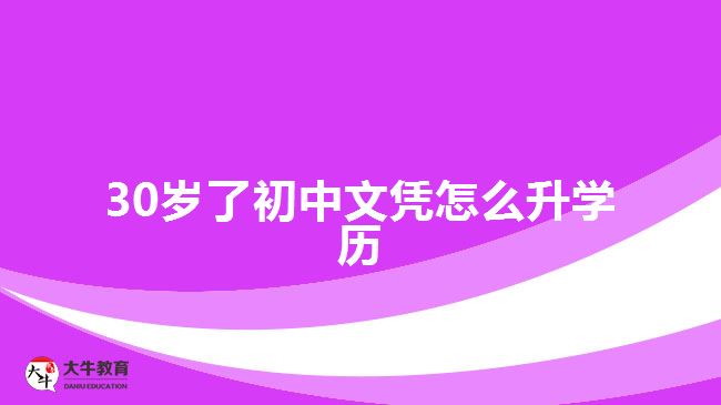 30歲了初中文憑怎么升學歷