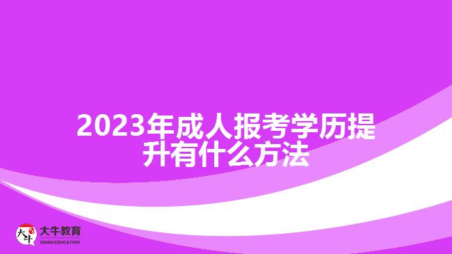 2023年成人報考學(xué)歷提升有什么方法