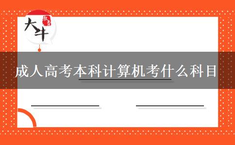 成人高考本科計算機考什么科目