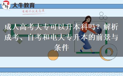 成人高考大專可以升本科嗎？解析成考、自考和電大專升本的前景與條件