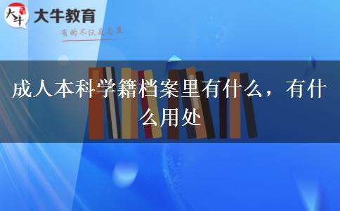 成人本科學(xué)籍檔案里有什么，有什么用處