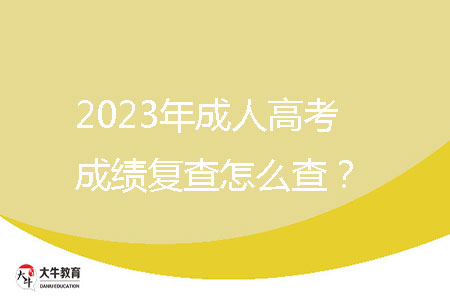 2023年成人高考成績(jī)復(fù)查怎么查？