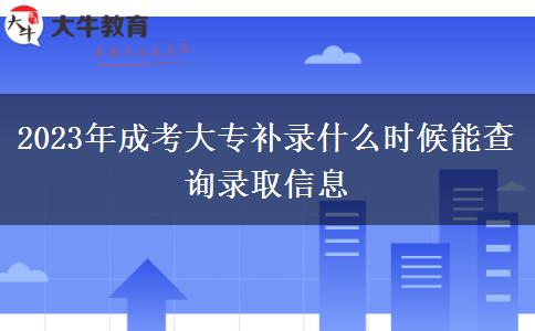 2023年成考大專補(bǔ)錄什么時候能查詢錄取信息