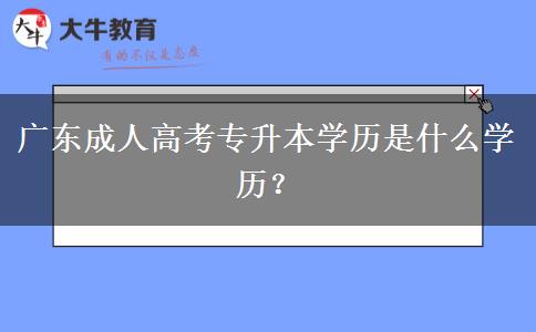 廣東成人高考專升本學(xué)歷是什么學(xué)歷？