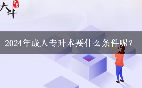 2024年成人專升本要什么條件呢？