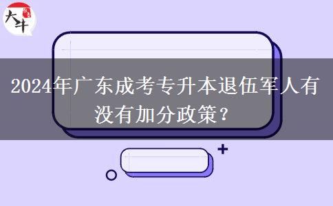 2024年廣東成考專升本退伍軍人有沒有加分政策？