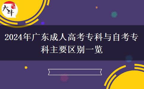 2024年廣東成人高考專科與自考?？浦饕獏^(qū)別一覽