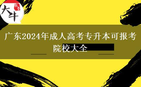 廣東2024年成人高考專升本可報考院校大全