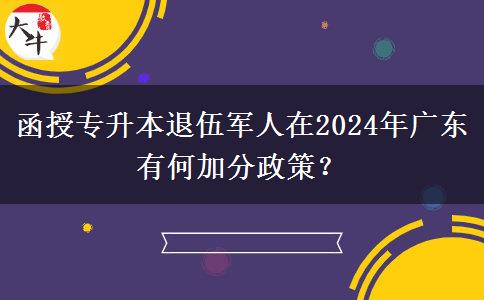 函授專升本退伍軍人在2024年廣東有何加分政策？