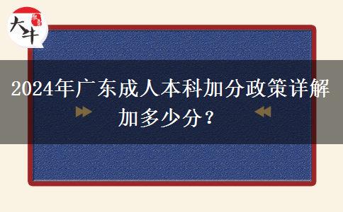 2024年廣東成人本科加分政策詳解加多少分？